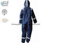Anti Static Blue Insulated Fr Cotton Coveralls With Hood Winter 300gsm