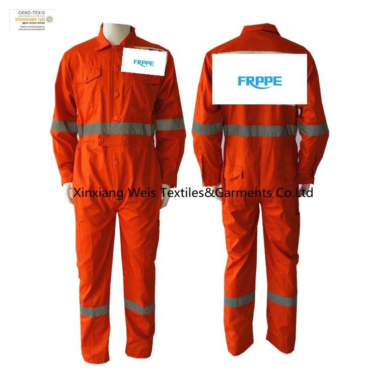 Customized Light Weight Red Cotton Flame Retardant Fire Proof Working Coveralls  For Men NFPA70E