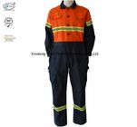 Fire Rated Fr Cotton Coveralls Two Tone Cotton Denim Orange Navy Blue